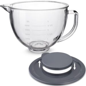 5-Quart Glass Mixing Bowl – Appropriate with KitchenAid 4.5 and 5 Quart Tilt-Head Stand Mixers (Consists of Lid)