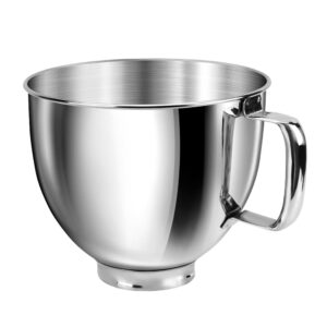 5QT KitchenAid Mixer Bowl – 304 Stainless Metal Alternative for Basic & Artisan 4.5/5QT Tilt-Head Mixers, That includes a Non-Slip Deal with