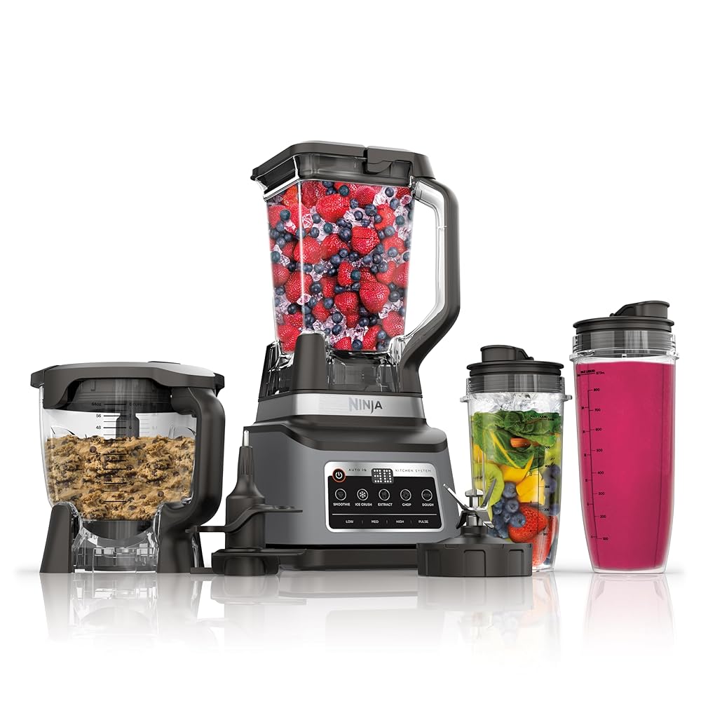 Ninja BN801 Skilled Plus Kitchen System – 1400 Watts, 5 Features for Smoothies, Chopping, Dough, and Extra with Auto IQ, Contains 72-oz. Blender Pitcher, 64-oz. Processor…