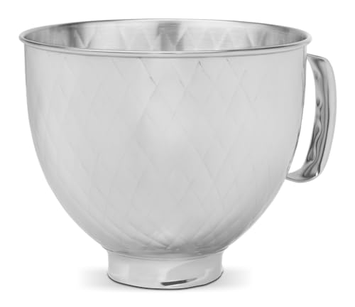 Quilted Stainless Metal Bowl for KitchenAid 4.5-5 Quart Tilt-Head Stand Mixers - 5 Quart Capability (Mannequin KSM5SSBQB)