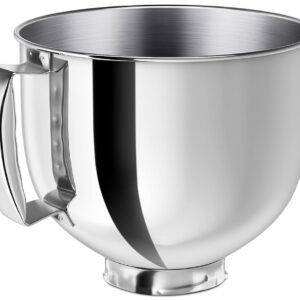 Stainless Metal Mixing Bowl Appropriate with KitchenAid Artisan & Basic Collection 4.5-5 QT Tilt-Head Mixers, 5 Quart Bowl with Deal with